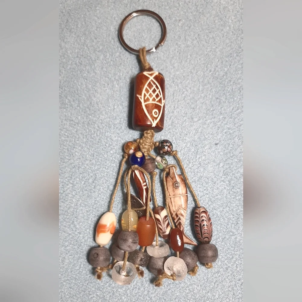 Wood Keychain w/ Charms